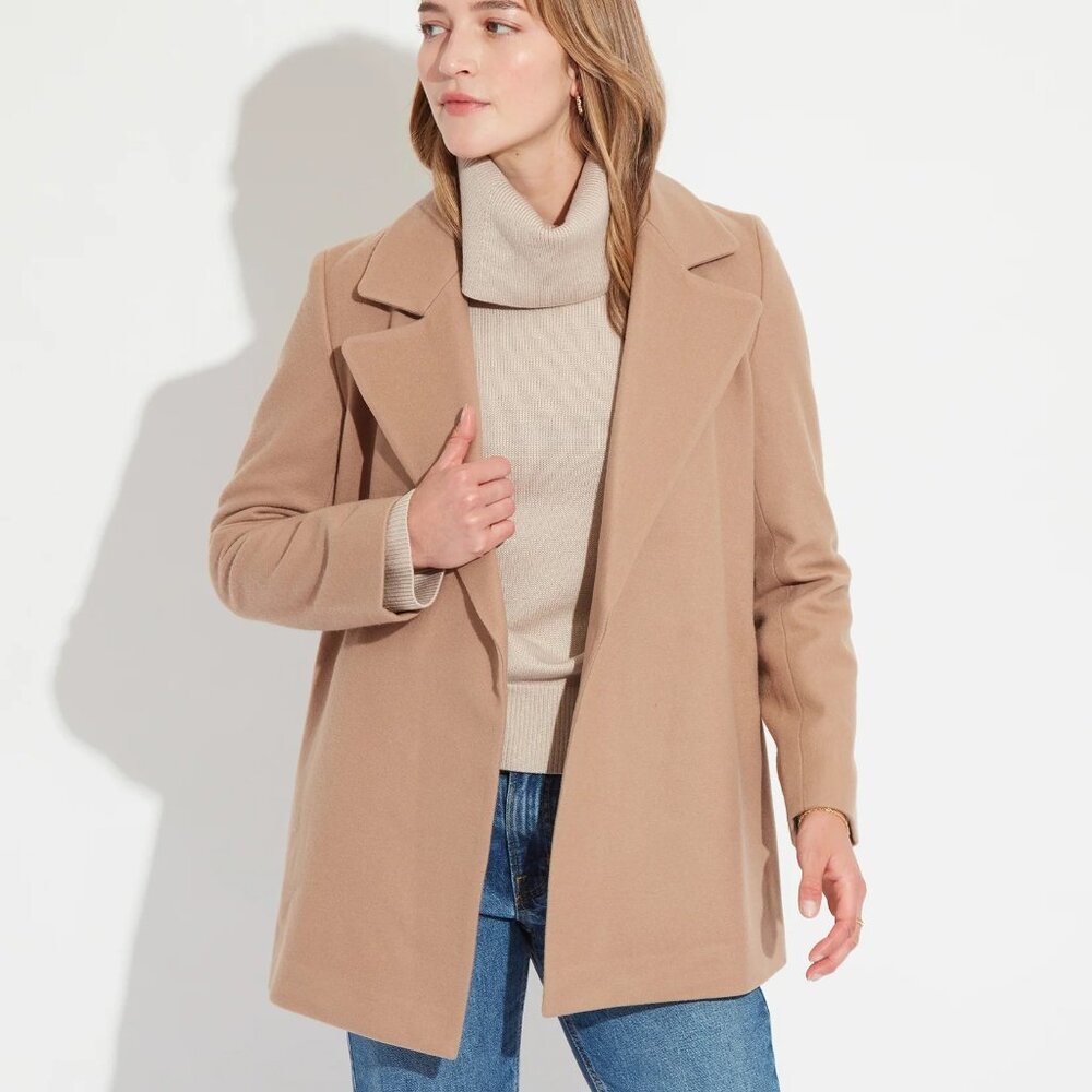 Camel wool jacket - The Reset Boyfriend Coat - XL. Elevated and Soft